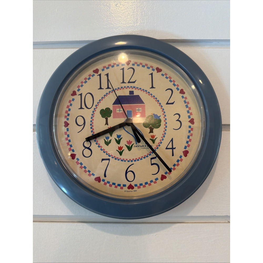 Vintage 1994 Spartus Quartz Country Cottage Wall Clock ES008